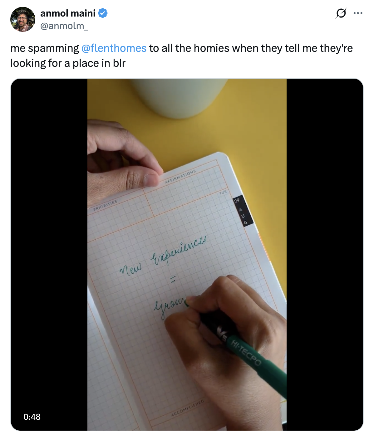 Social proof from a Flent tenant on X
